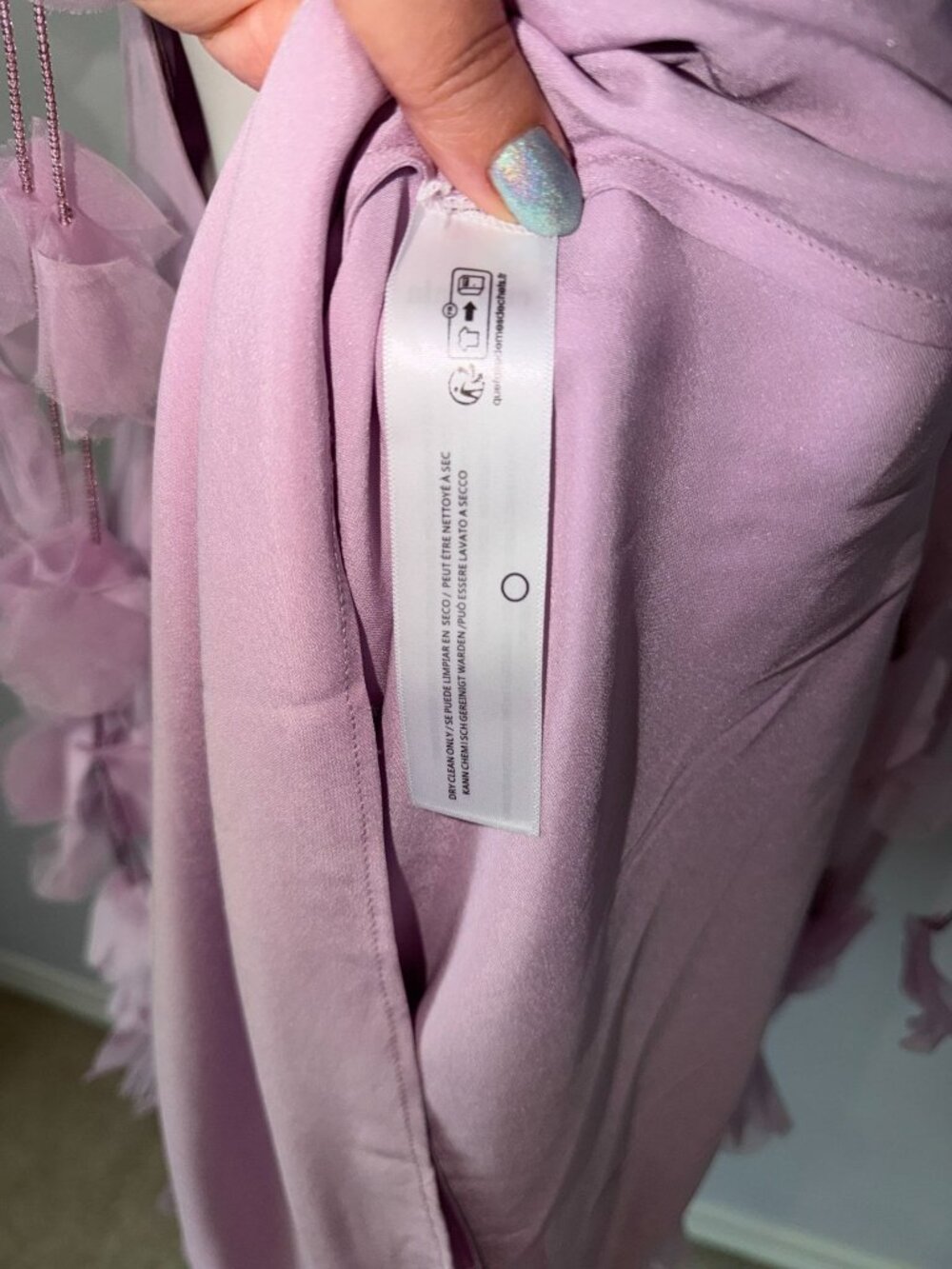 Cult Gaia Nymeria Silk Blend Cowl Neck Floral Applique Maxi Dress Large Lavender - Picture 3 of 12